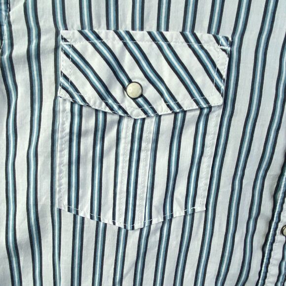 44MM Authentic Legendary Work Wear Mens Large Striped Western Pearl Snap - Picture 5 of 13